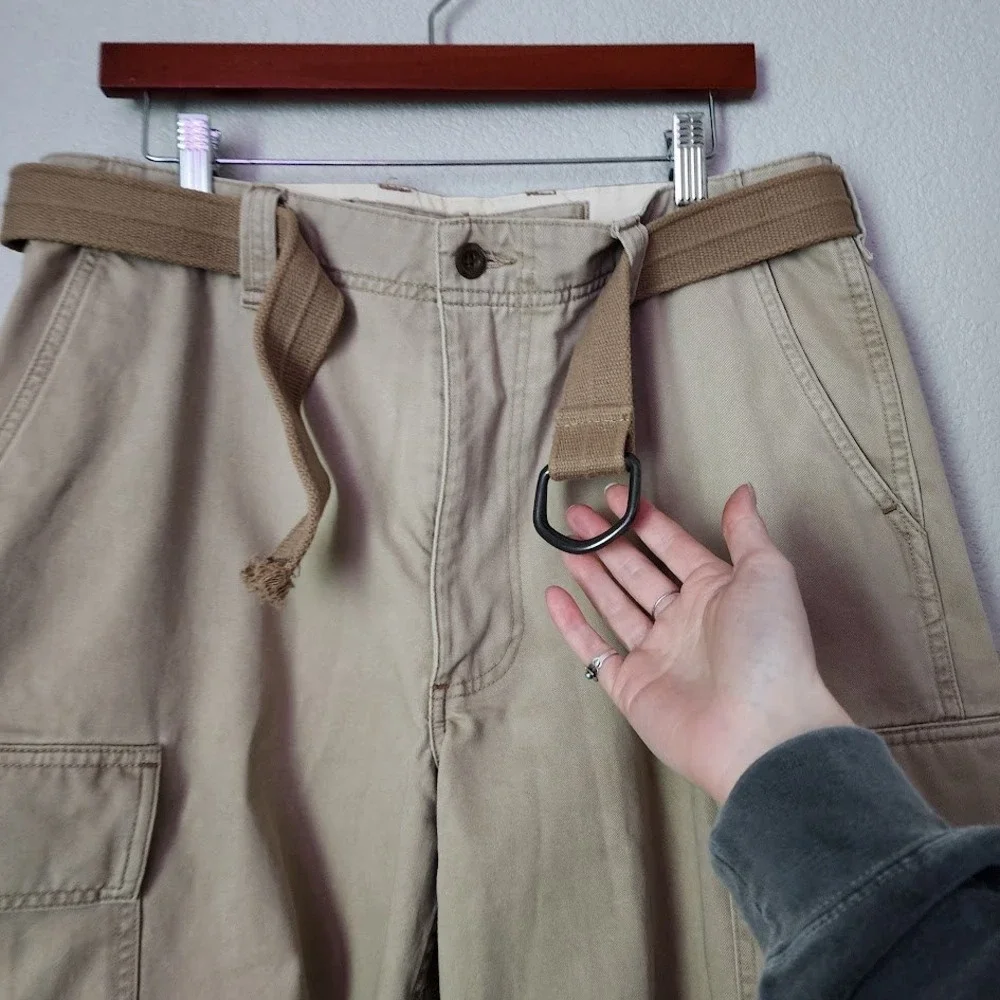 POLO JEANS‎ CO Cargo Shorts Khaki Y2K Skate Utility 34